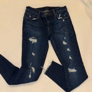 J Brand Dark Blue Distressed Skinny Jeans